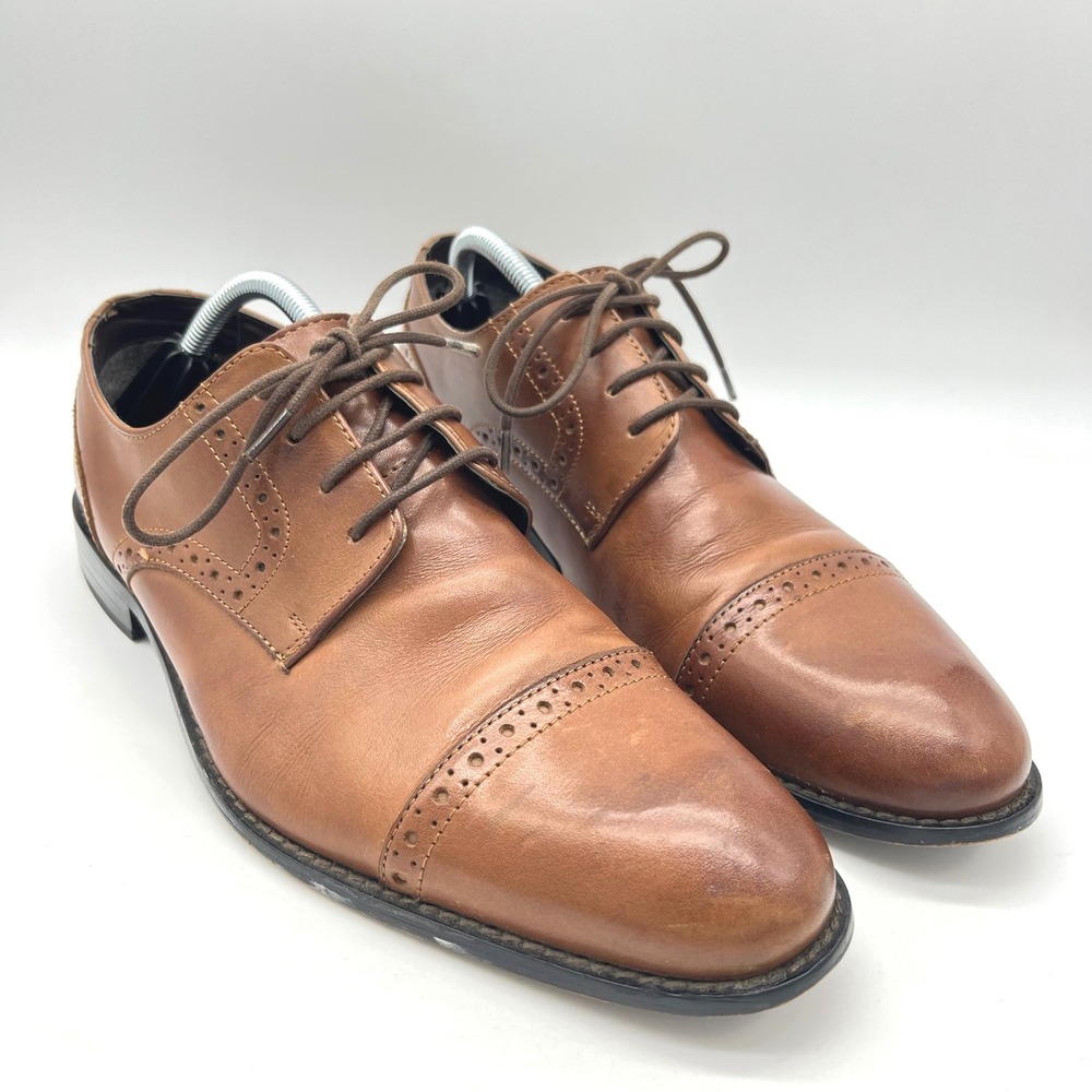 Stacy Adams Mens Brown Leather Cap Toe Oxford Dress Shoes Size 9.5 M 24858